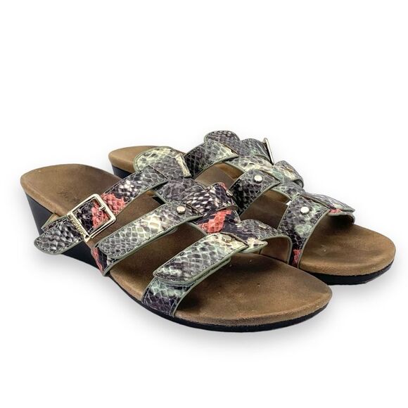 Vionic Park Radia Snakeprint Triple Strap Orthotic Sandals in Mint Snake Size 8 - Picture 7 of 16